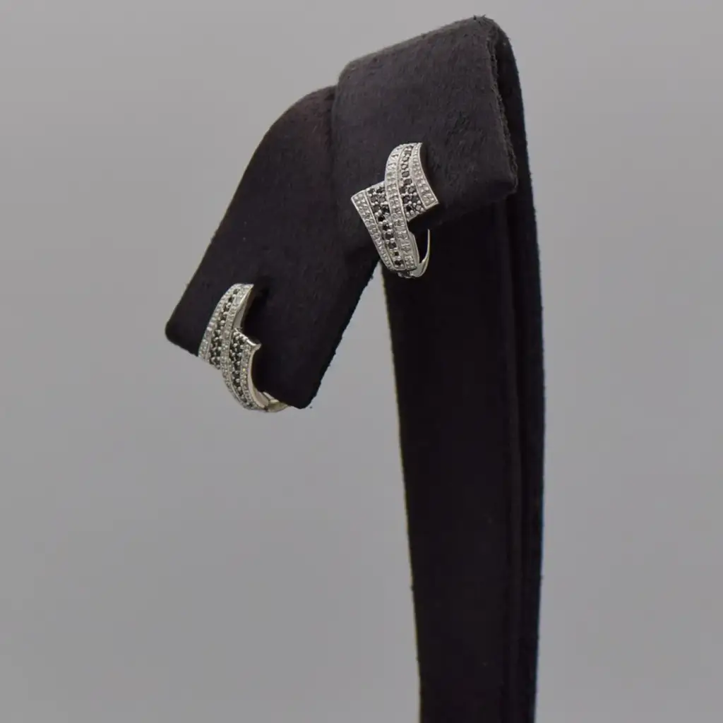 9Ct Half Hoop Earrings White Gold