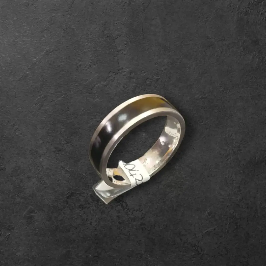 925 Sterling Silver Men’S Black Accent Ring - View 2