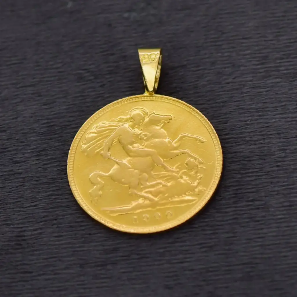 20ct & 22ct Yellow Gold Pendant Half Sovereign