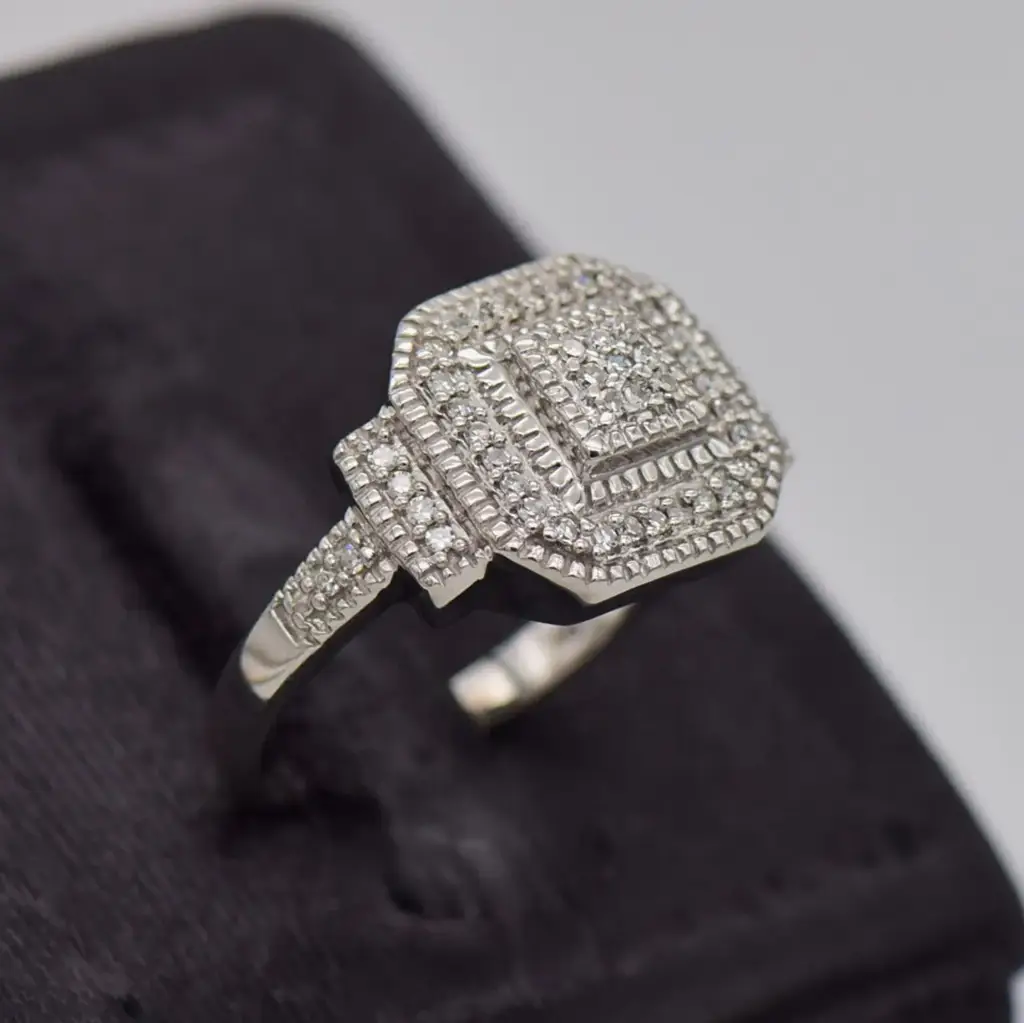9ct White Gold Dress Ring - View 2