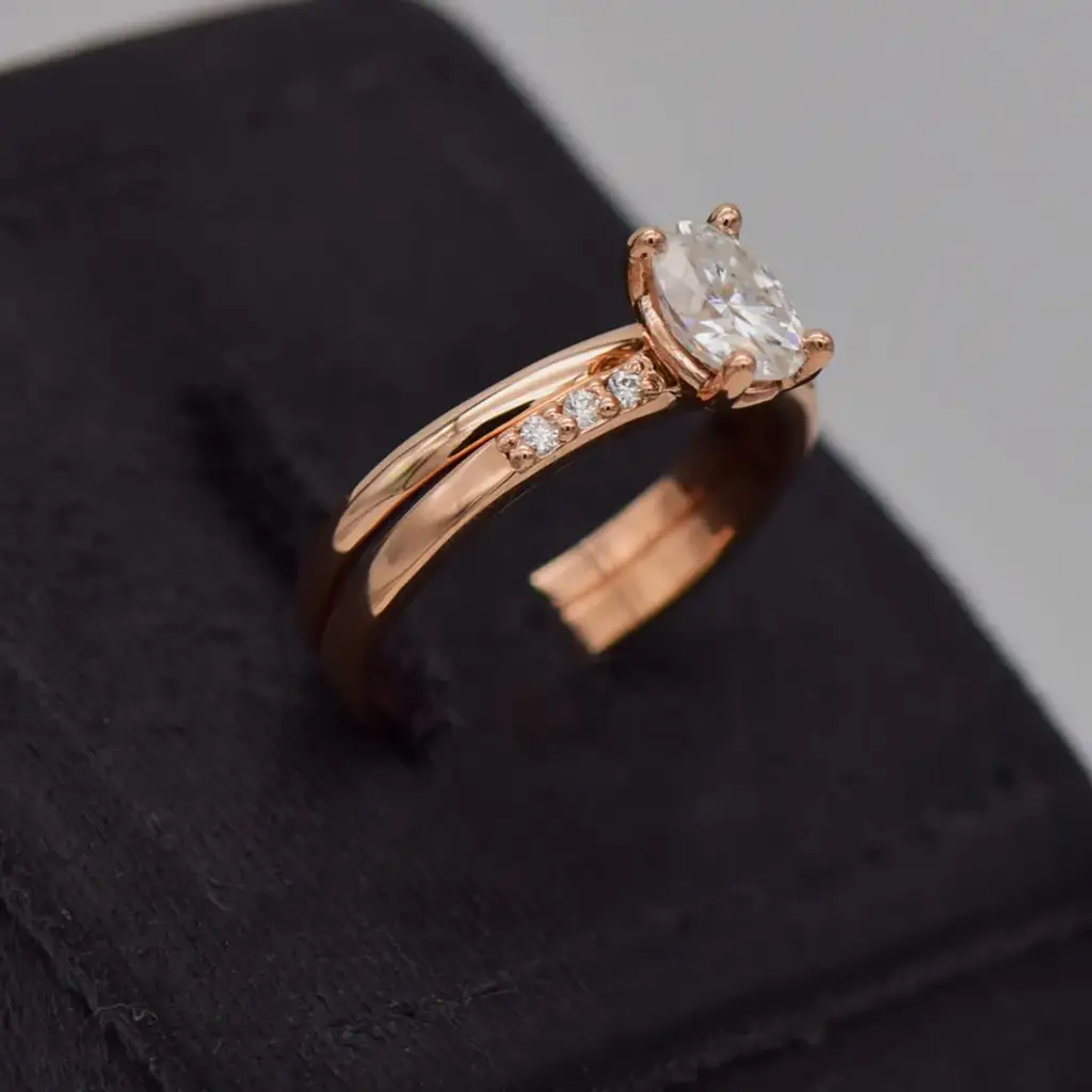 9ct Rose Gold Wedding Ring Twin Set - View 3