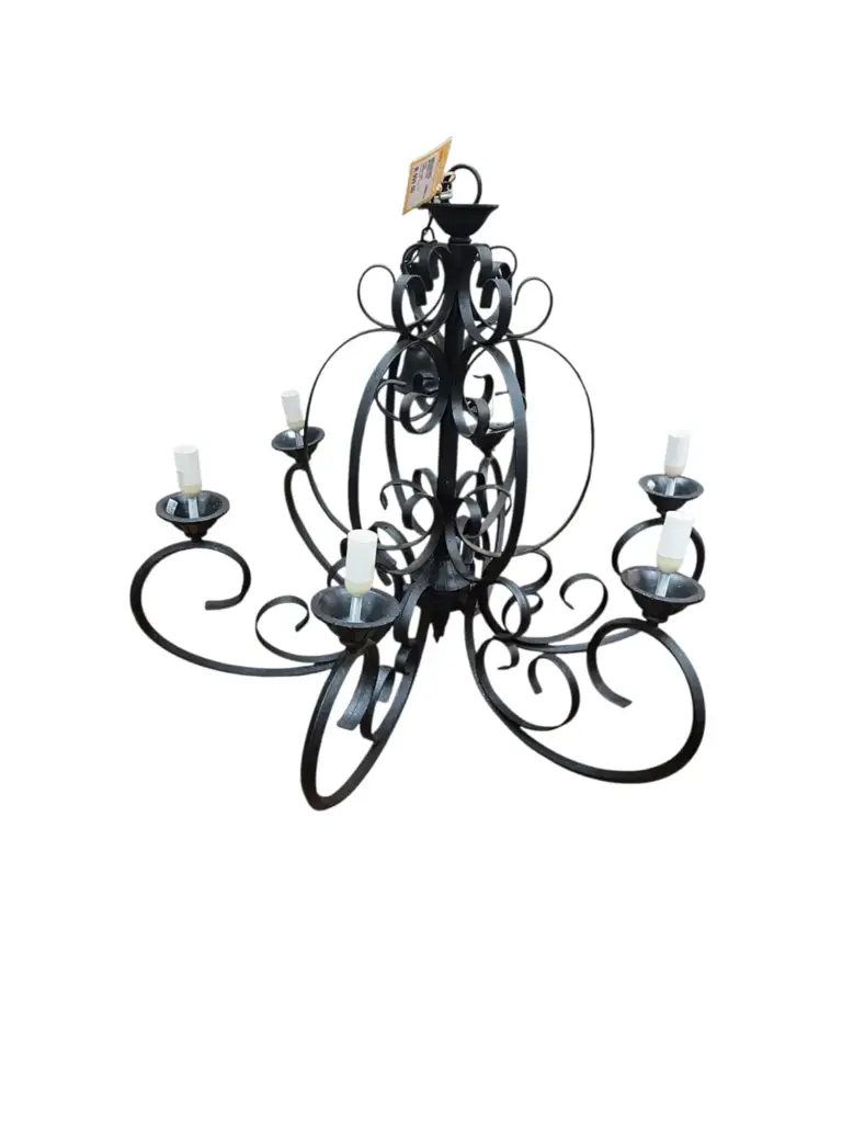 6-Light Wrought Iron Chandelier - View 2