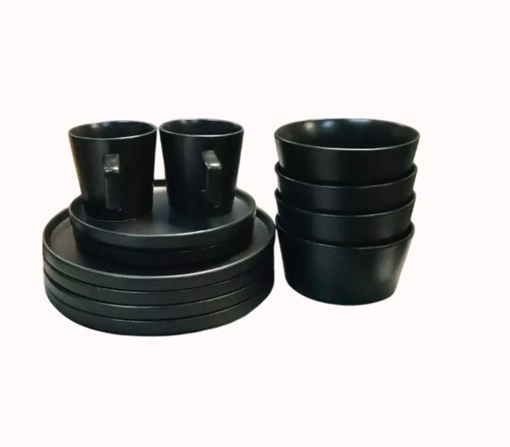 Stone + Lain Matte Black Stoneware Dinnerware Set