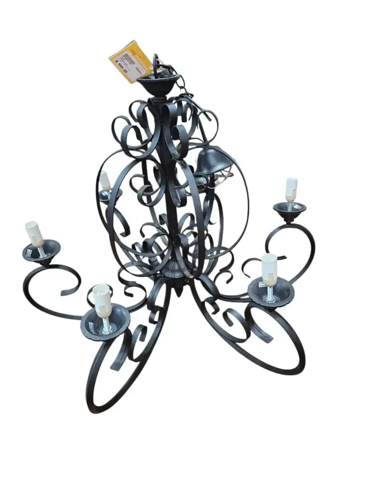 6-Light Wrought Iron Chandelier - View 3