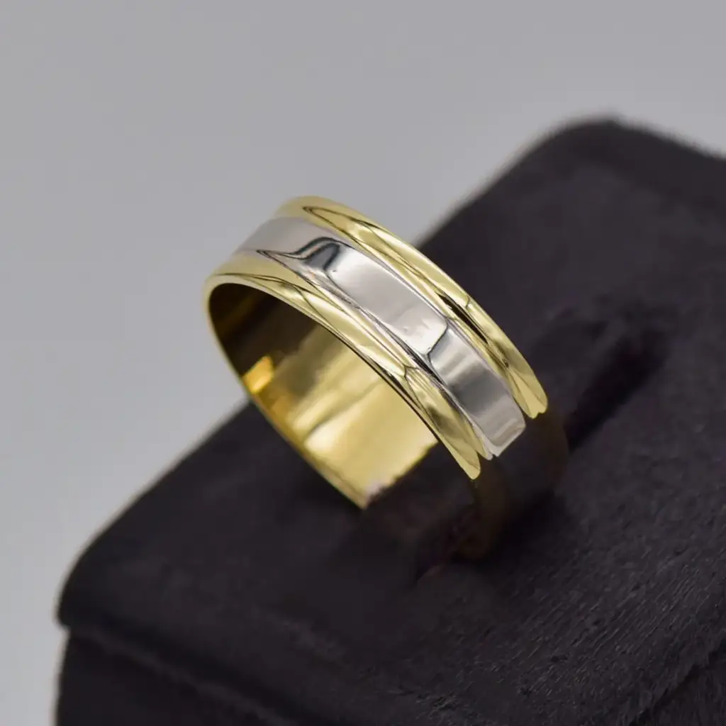 10ct Two Tone Wedding Band - View 3