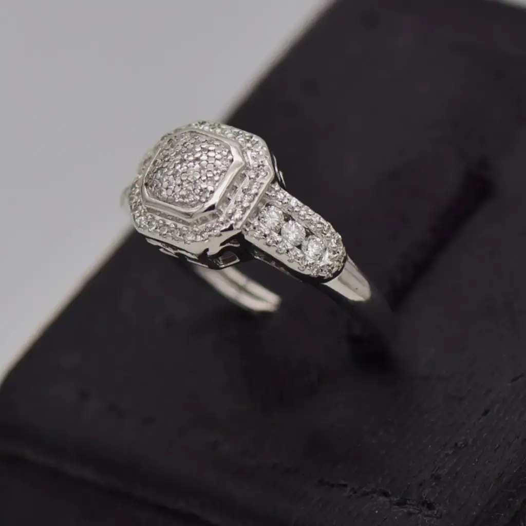 9ct White Gold Dress Ring - View 3