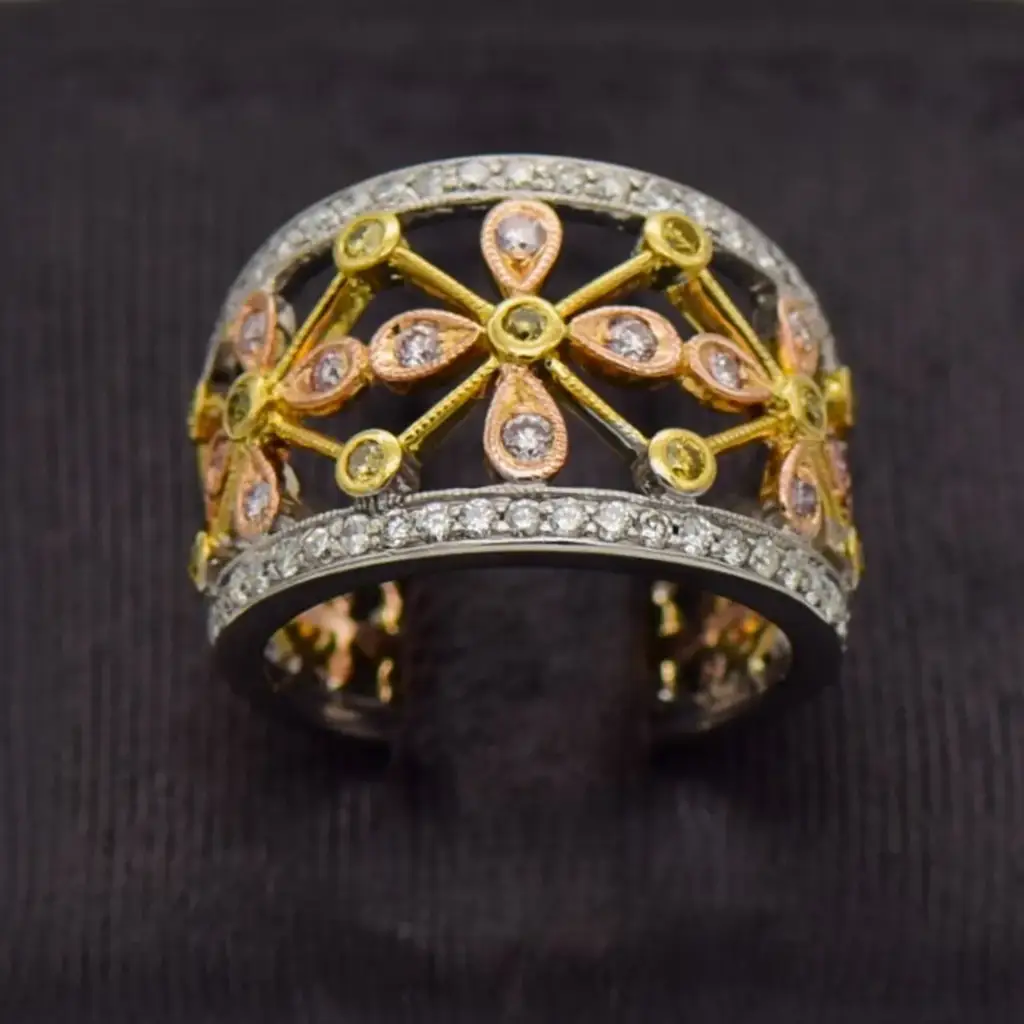 18ct Tri Colour Dress Ring
