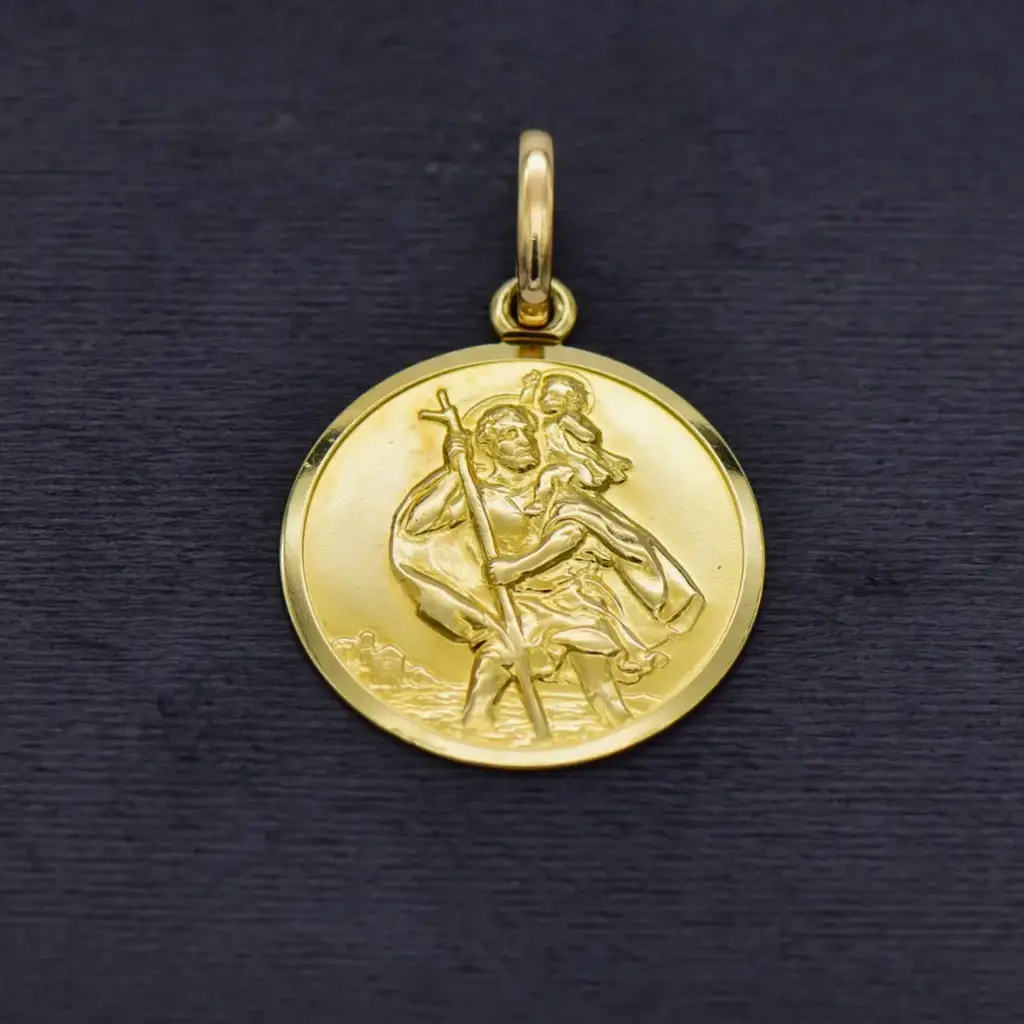 18ct Yellow Gold St Christopher Coin Pendant