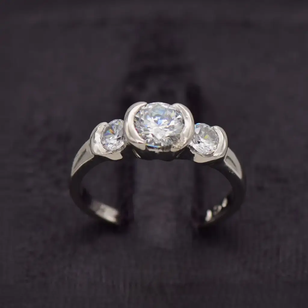 9ct White Gold Dress Ring Three Stone