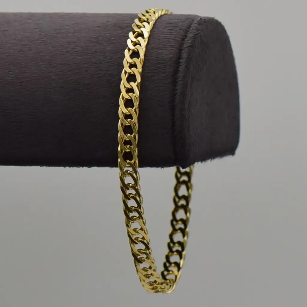 9ct Yellow Gold Bracelet Double Curb-Link