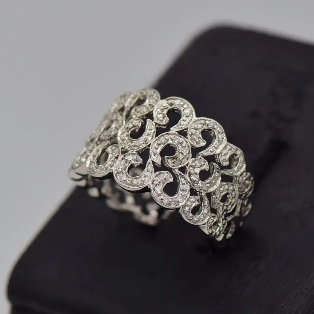 9ct White Gold Dress Ring - View 2