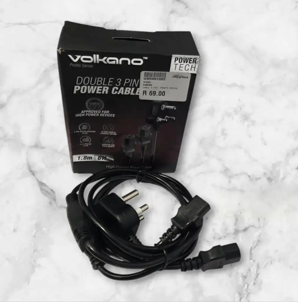 Volkano Presto Series Double 3 Pin Iec Power Cable 1.8M 10A