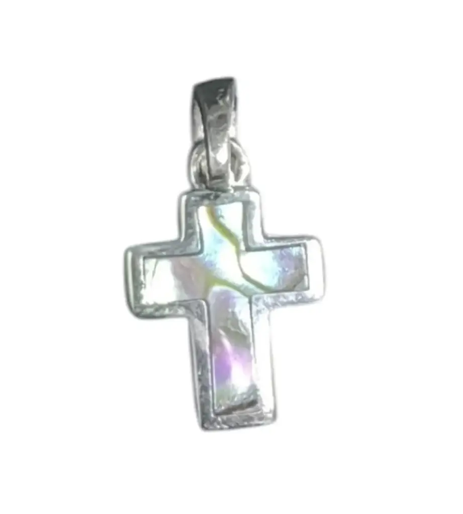 925 Sterling Silver Cross Pendant With Mother Of Pearl Inlay