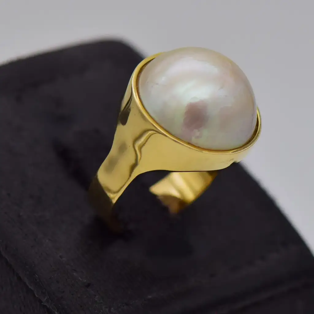 9ct Yellow Gold Pearl Dress Ring - View 2