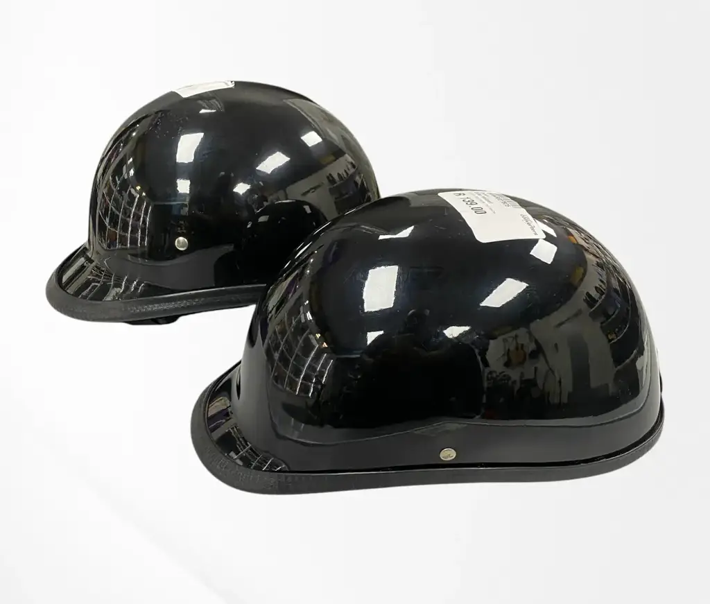 Gloss Black Jockey-Style Motorcycle Helmet (Set Of Two)