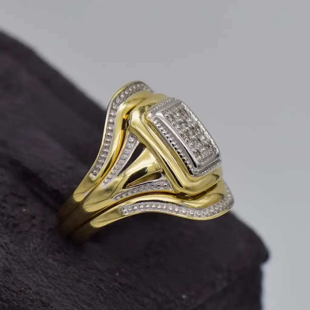 9ct Yellow Gold Wedding Ring Trip Set - View 2