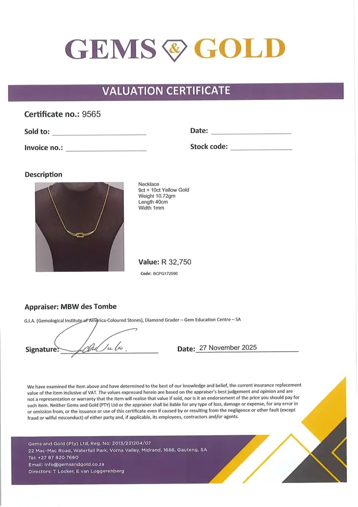 9ct & 10ct Yellow Gold Necklace - View 4