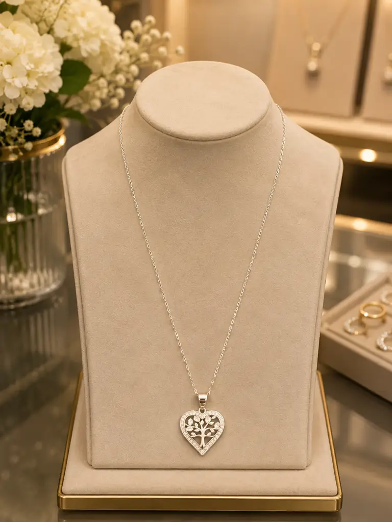 925 Sterling Silver Heart & Tree Pendant Necklace – Second Hand
