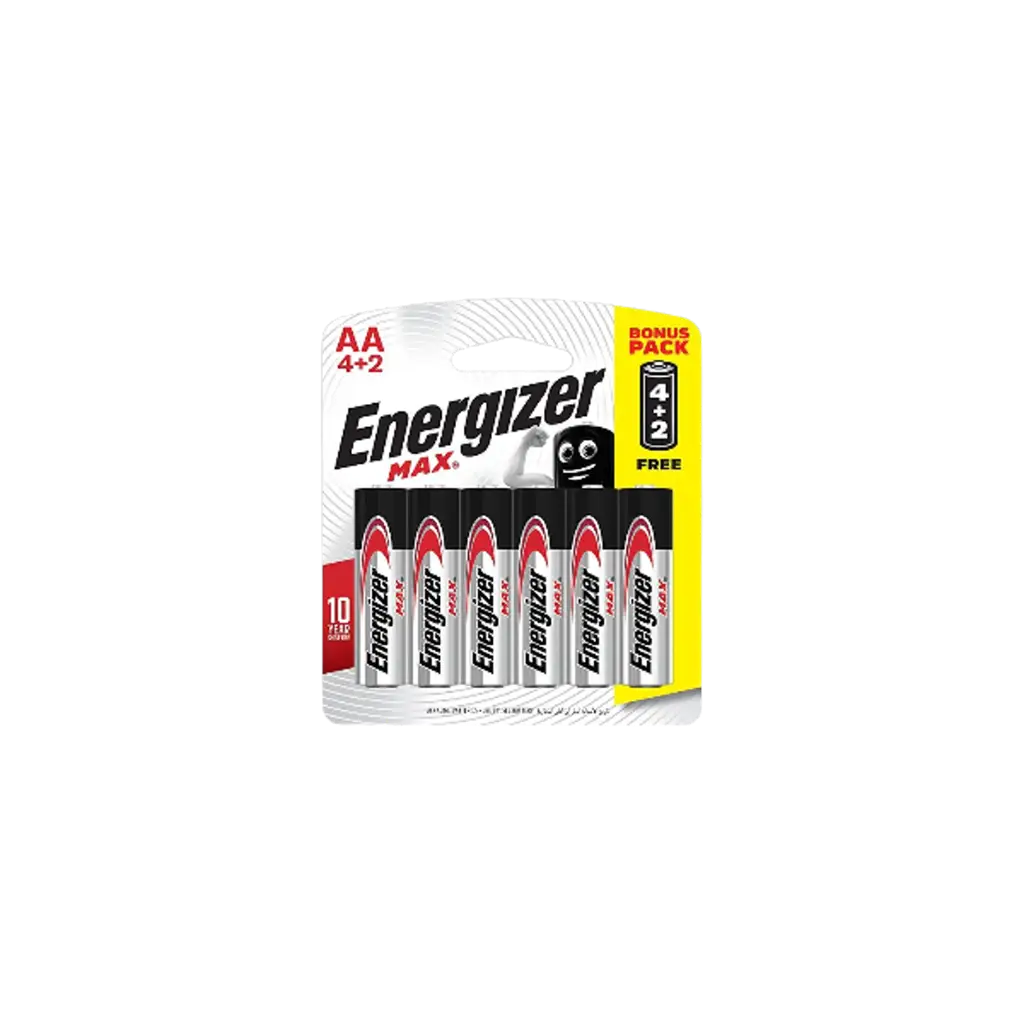 Energizer Max Alkaline Aa Battery Card 4+2 Free