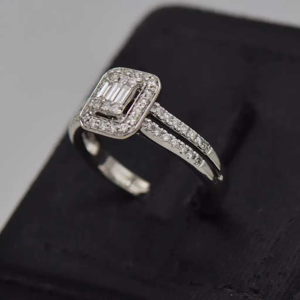 9ct White Gold Engagement Ring - View 3