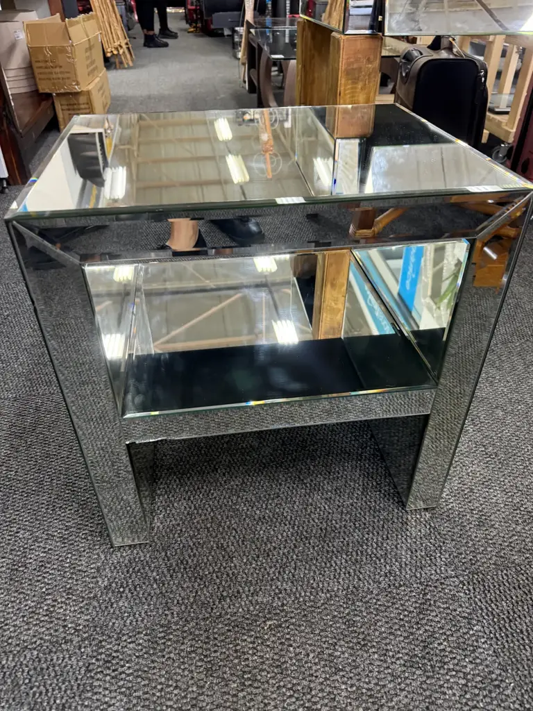 Mirror Finished Bed Side And Dressing Table (Store Collection)