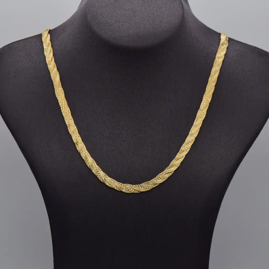 18Ct Yellow Gold Twisted Herringbone Necklace