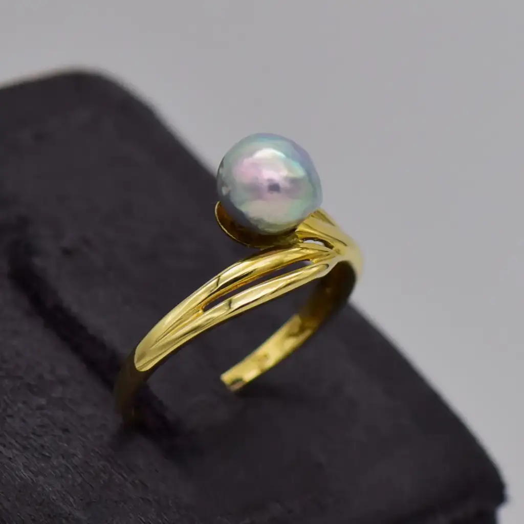 14ct Yellow Gold Pearl Ring - View 2