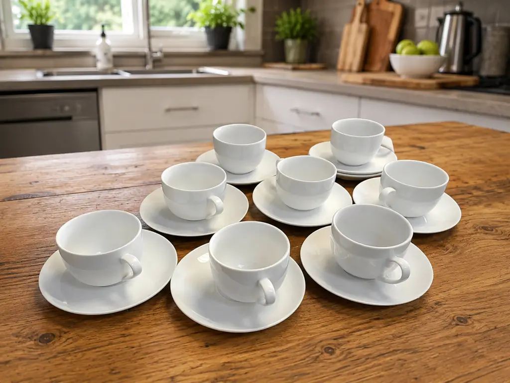 Always Home Tea Cups & Saucers Set – 8 Cups & 10 Saucers – Second Hand