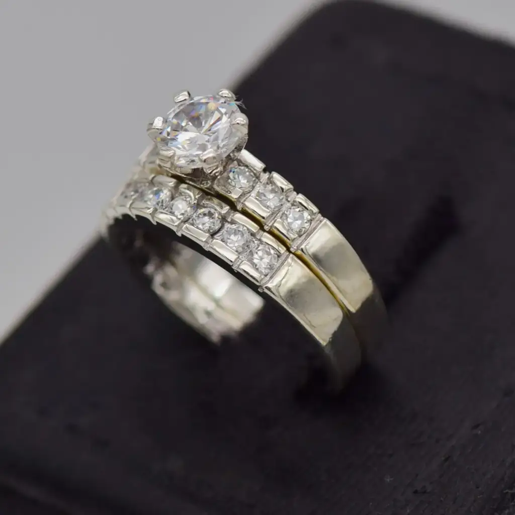 Silver-925 Wedding Ring Twin-Set - View 3