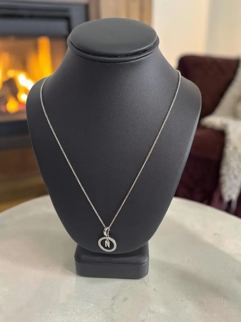 Silver 3.5G Initial "N" Pendant Chain