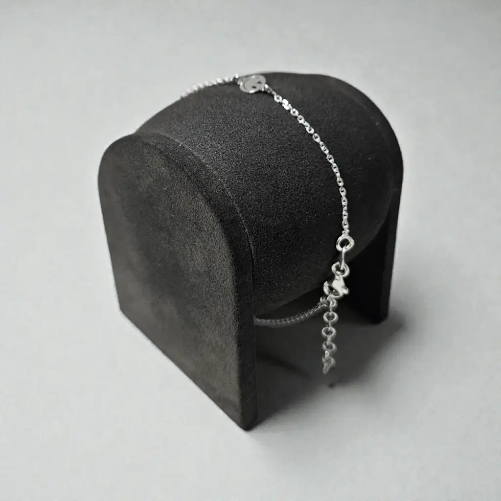 925 Sterling Silver Smiley Anklet - View 2