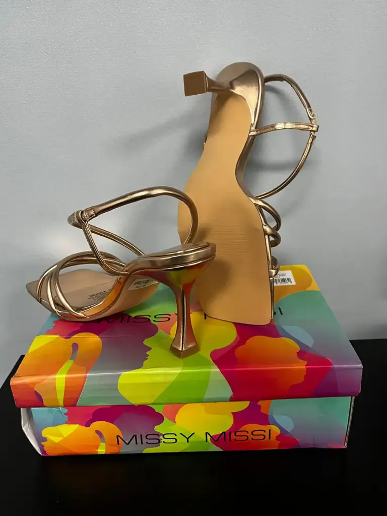 Missy Missi Metallic Gold Strappy Heel - View 2