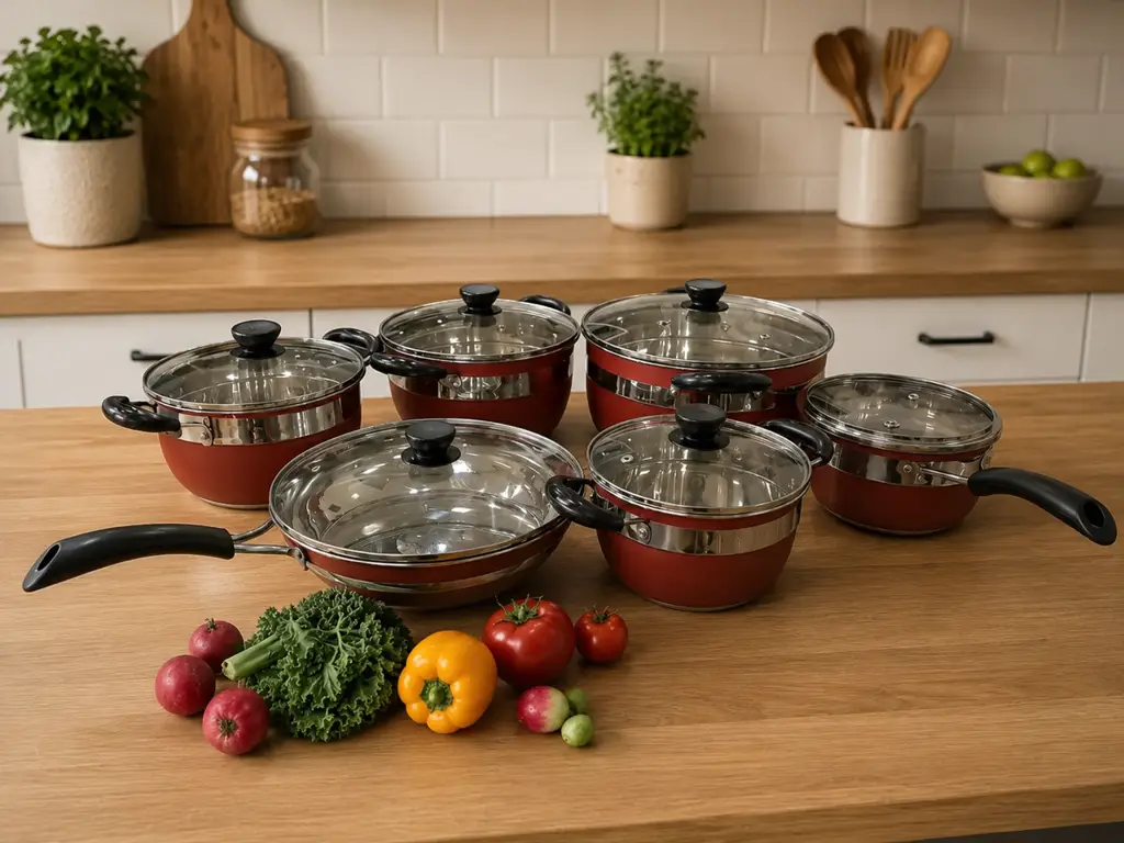 Condere Cdh009 9-Piece Cookware Set – Red