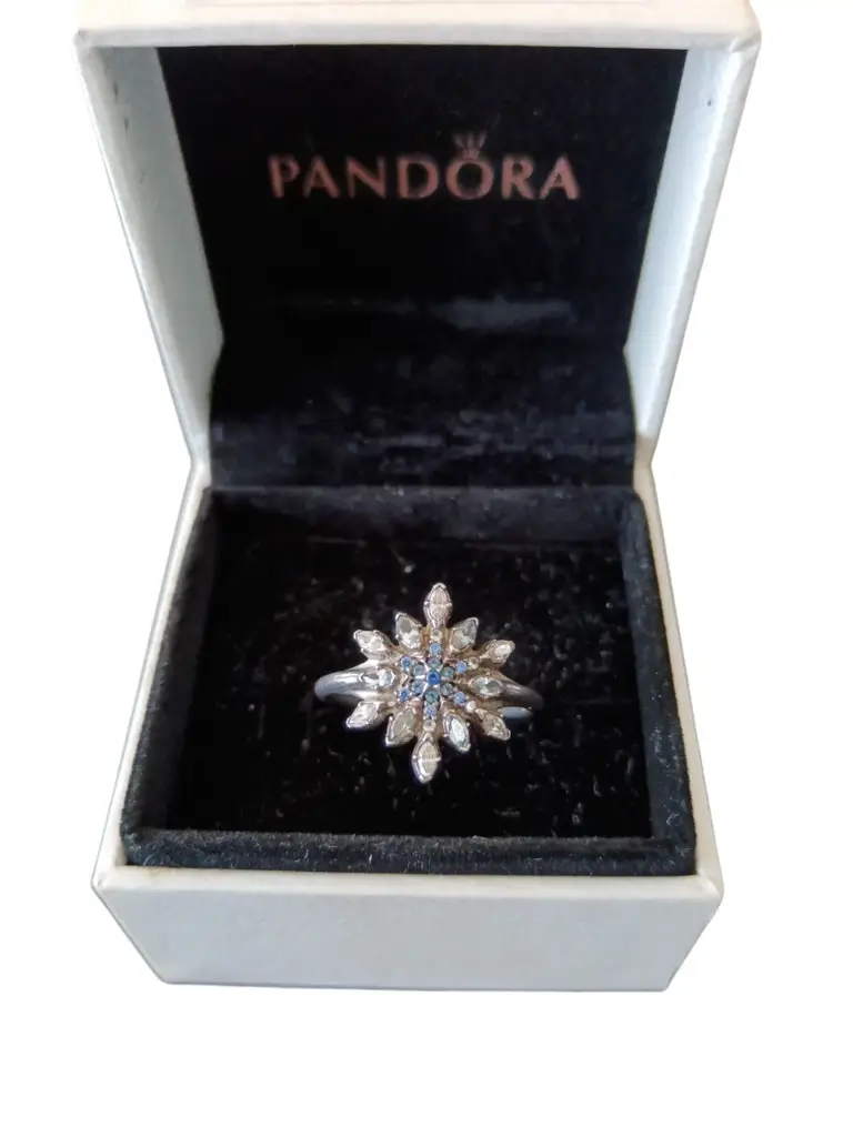 Genuine Pandora Blue Snowflake Christmas Winter Ring