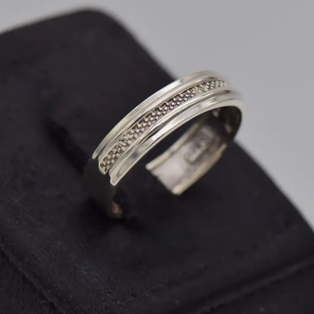 Silver-925 We Wedding Band Patterned - View 2