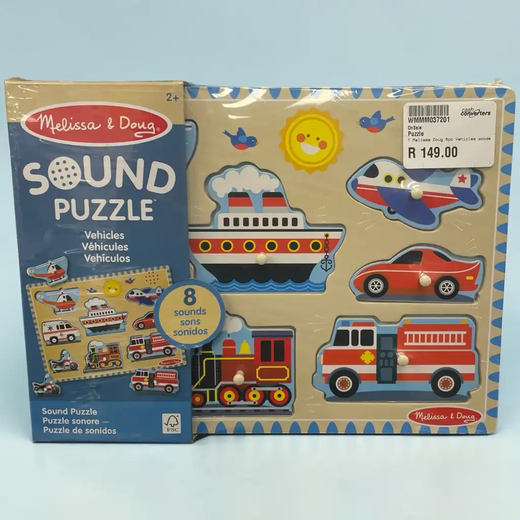 Melissa Doug 8Pc Vehicles Wooden Sound