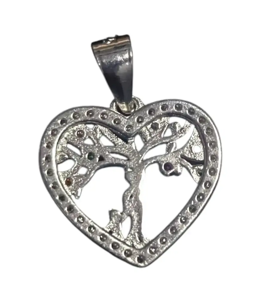 925 Sterling Silver Heart Tree Of Life Pendant - View 3
