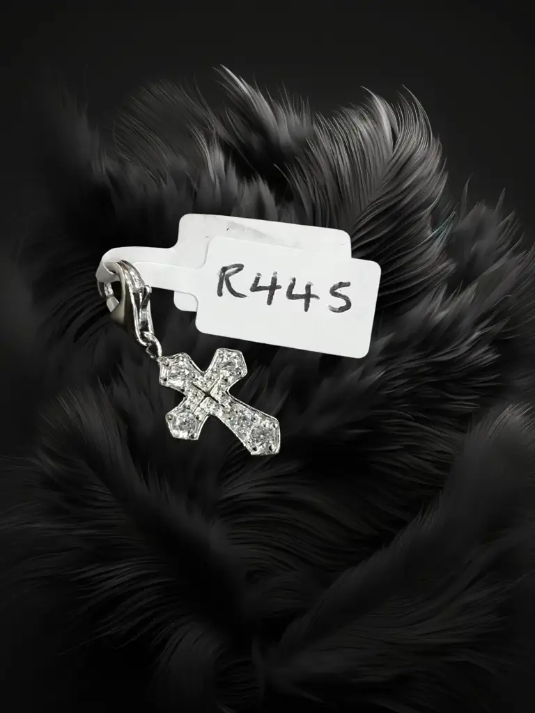Pave Millgrain Crystal Cross Pendant