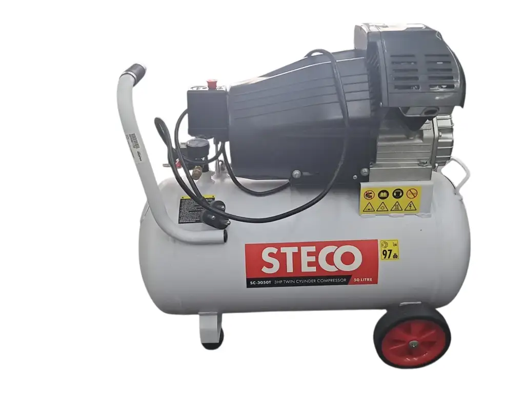 Steco Sc-3050T 3.0 Hp V-Twin Cylinder Oil-Lubricated Air Compressor.