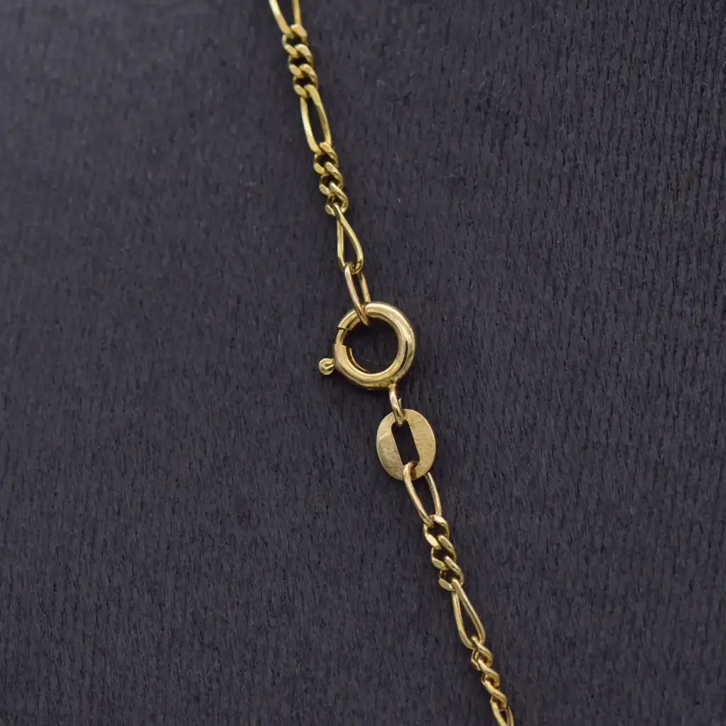 9ct Yellow Gold Chain Figaro Link & Cross Pendant - View 3