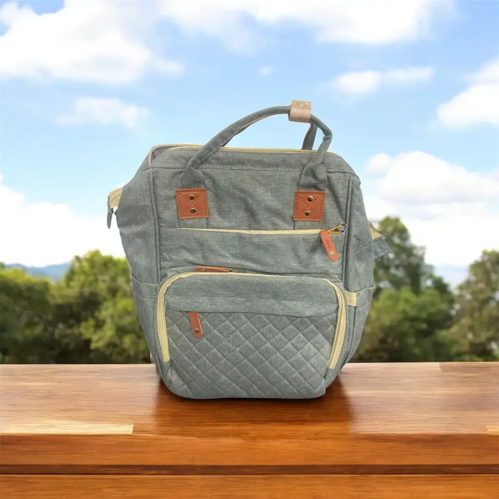 Multi-Functional Baby Diaper Bag & Bed - Grey - View 2