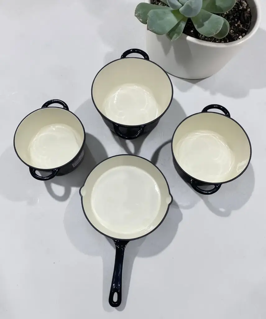 7-Piece Black Enameled Cast Iron Cookware Set. - View 2