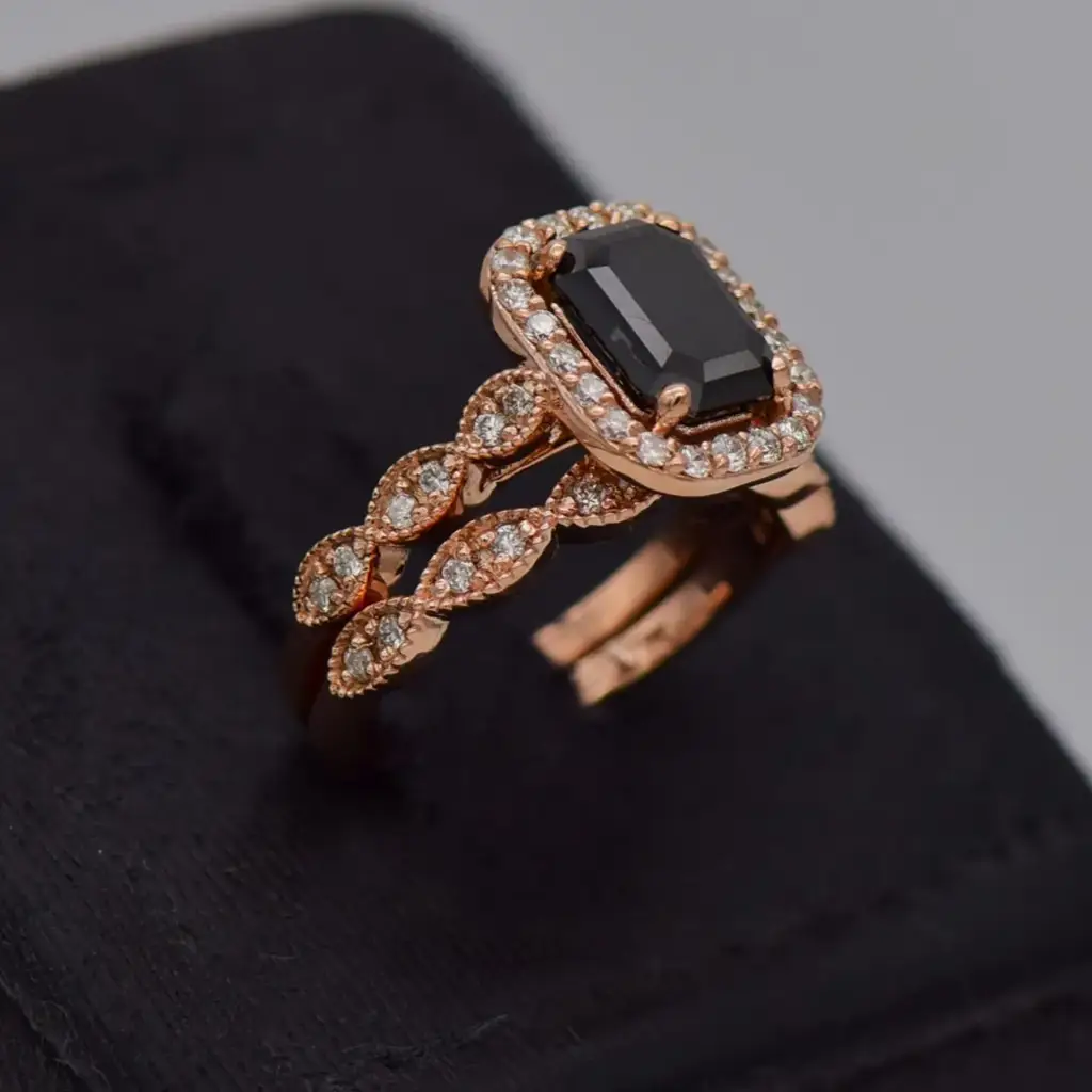 9ct Rose Gold Wedding Ring Twin Set - View 2