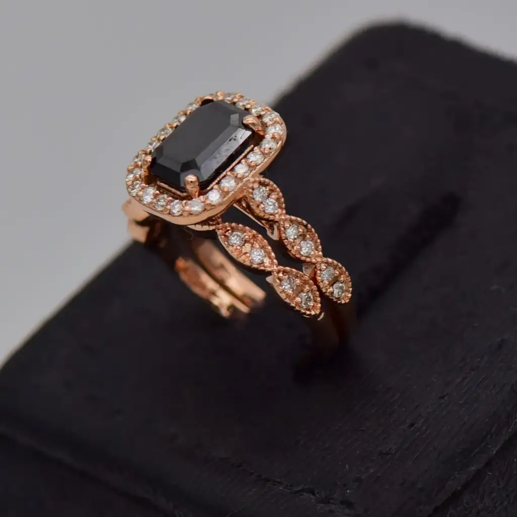 9ct Rose Gold Wedding Ring Twin Set - View 3