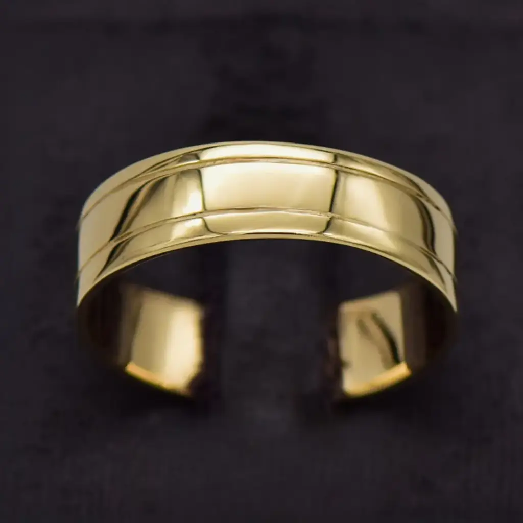 9ct Yellow Gold Wedding Band Patterned