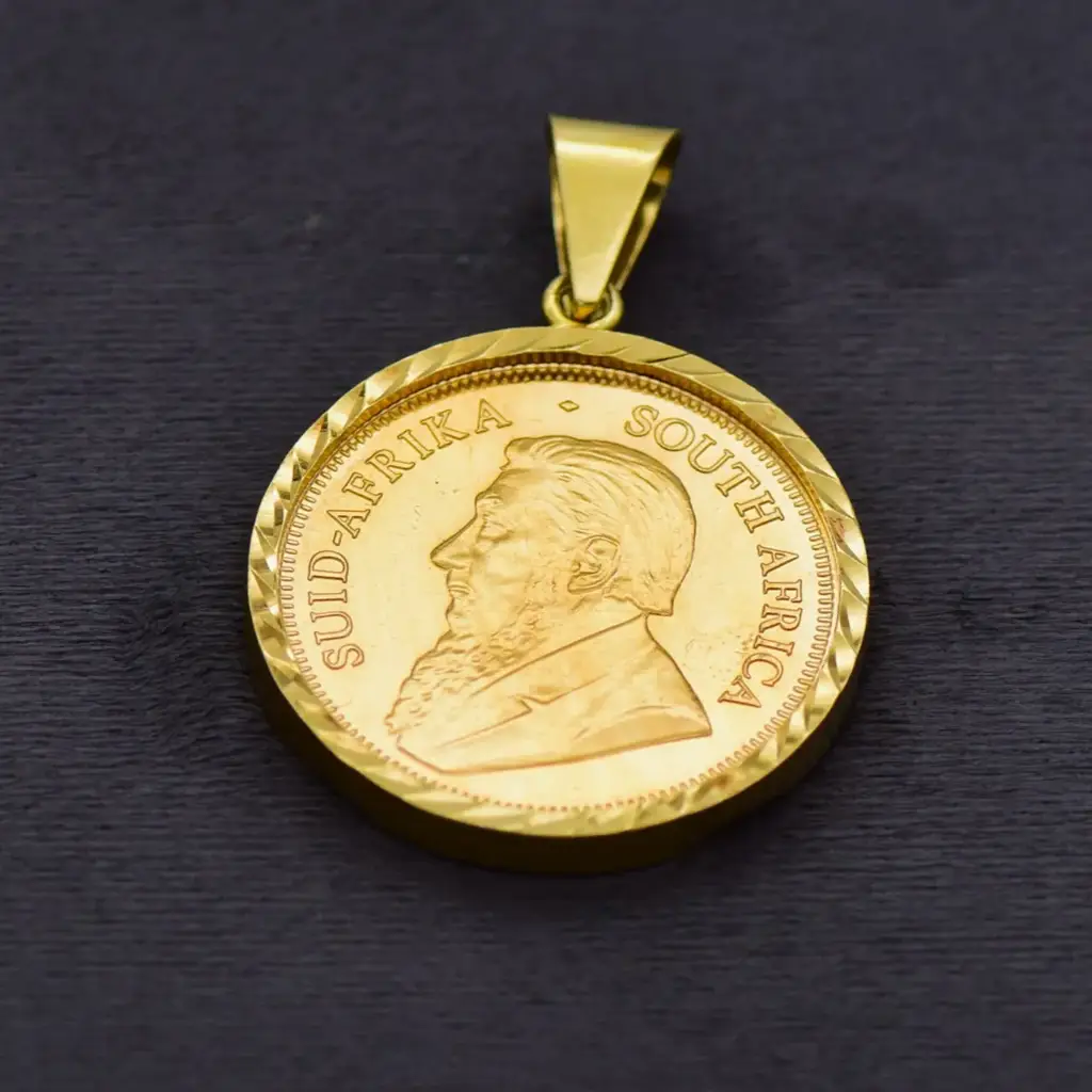 18ct & 22ct Yellow Gold 1/2 Oz Kruger Coin Pendant