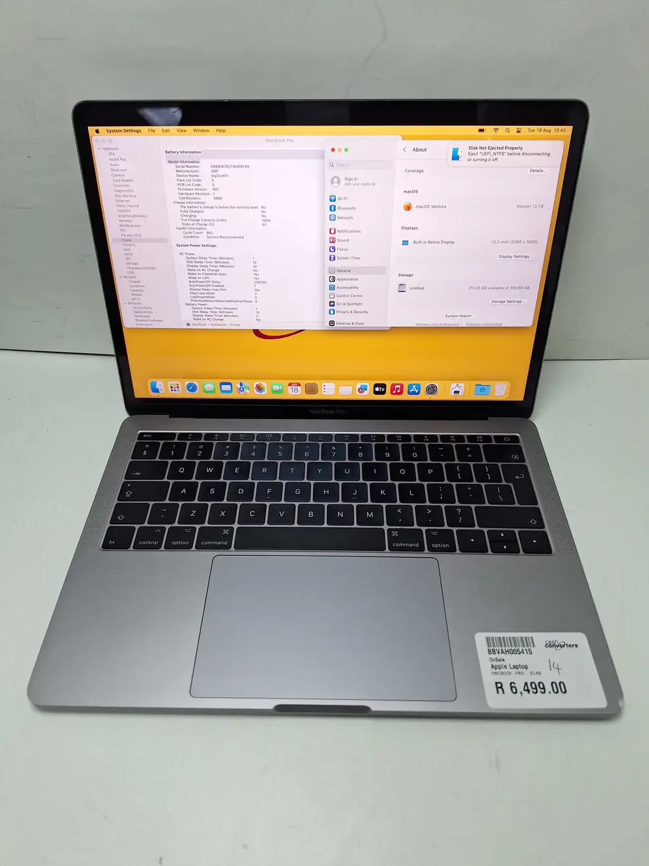 Apple Macbook Pro 2017 | Model: 3146 | Service Recommended - View 2