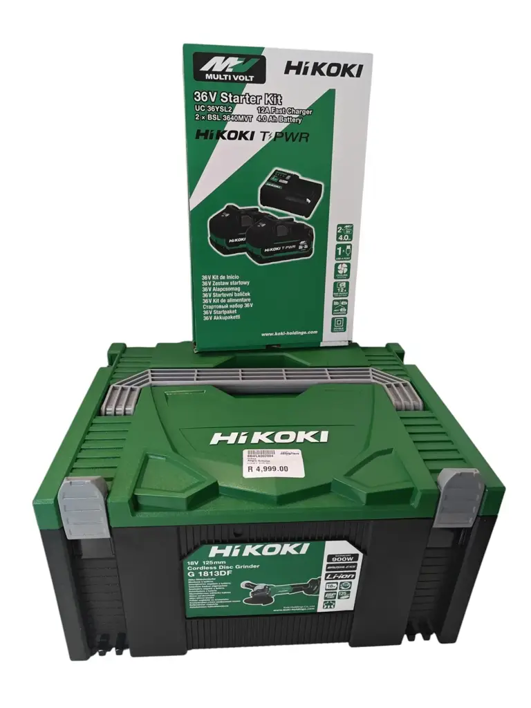 Hikoki 36V Cordless Angle Grinder With 2X Batteries - View 3