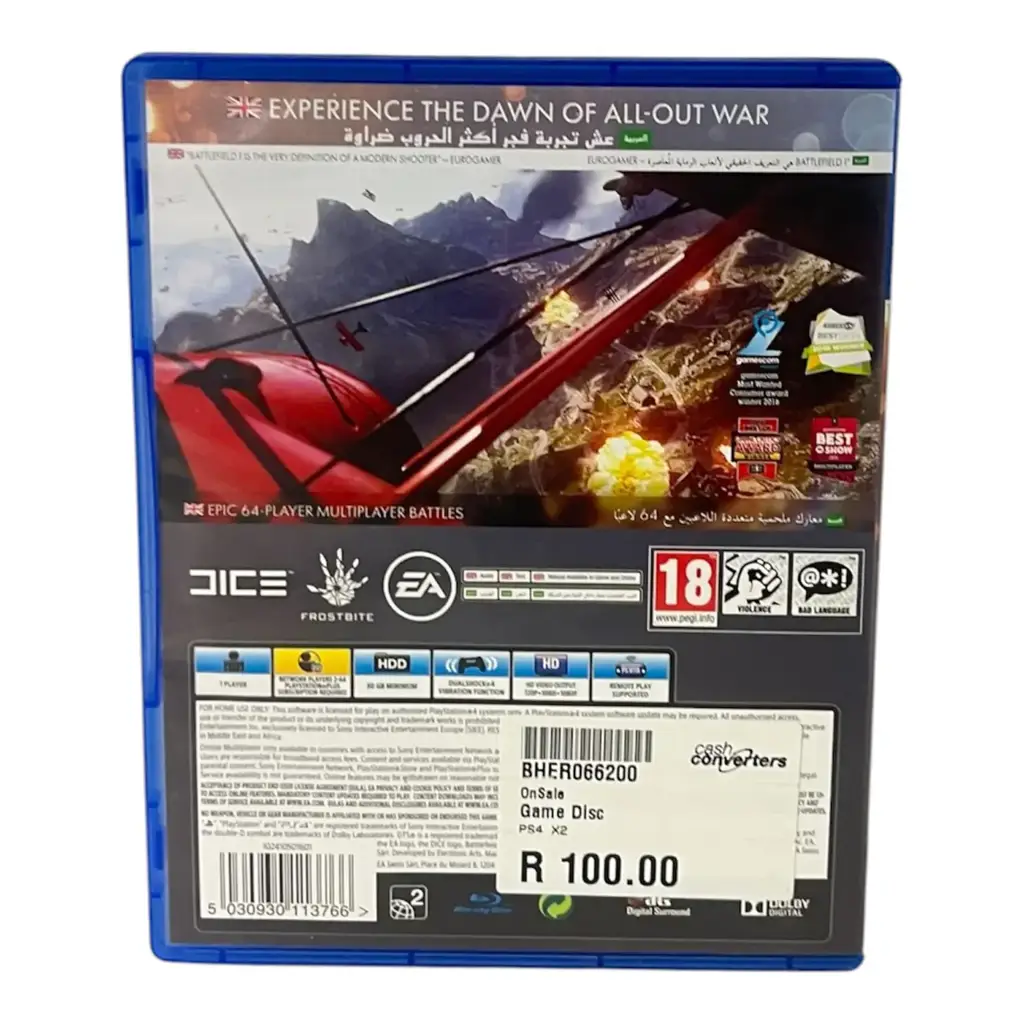Ps4 Battlefiels 1 Game Disc - View 3
