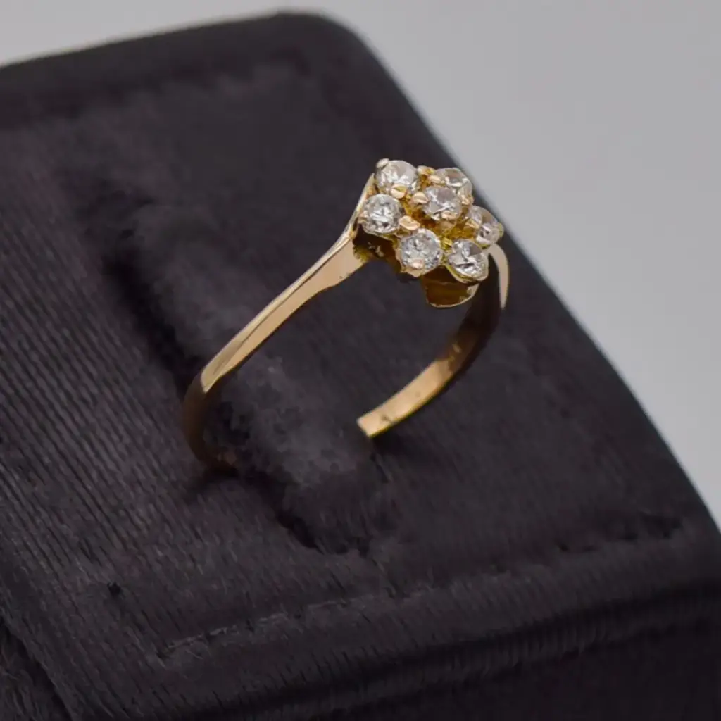 9ct Yellow Gold Cluster Dress Ring - View 2